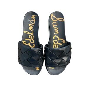 Sam Edelman Black Woven Leather Platform Slide Sandals Womens 7.5 Adaley